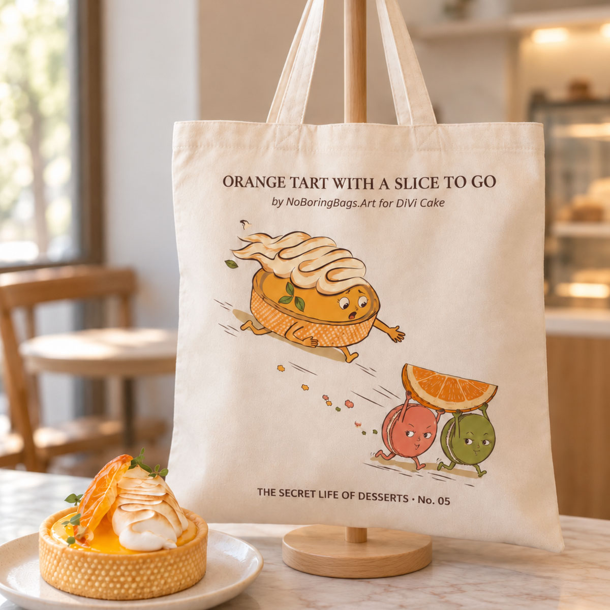 Orange tart with a slice to go - Tote bag