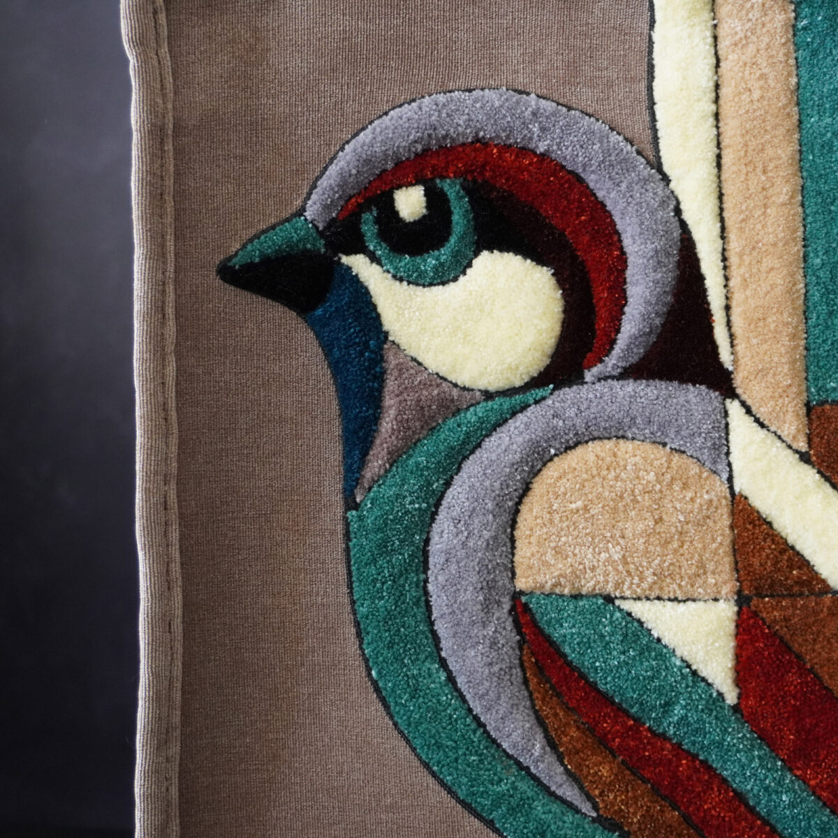 Sparrow Geometric Tote Bag close-up embroidery detail