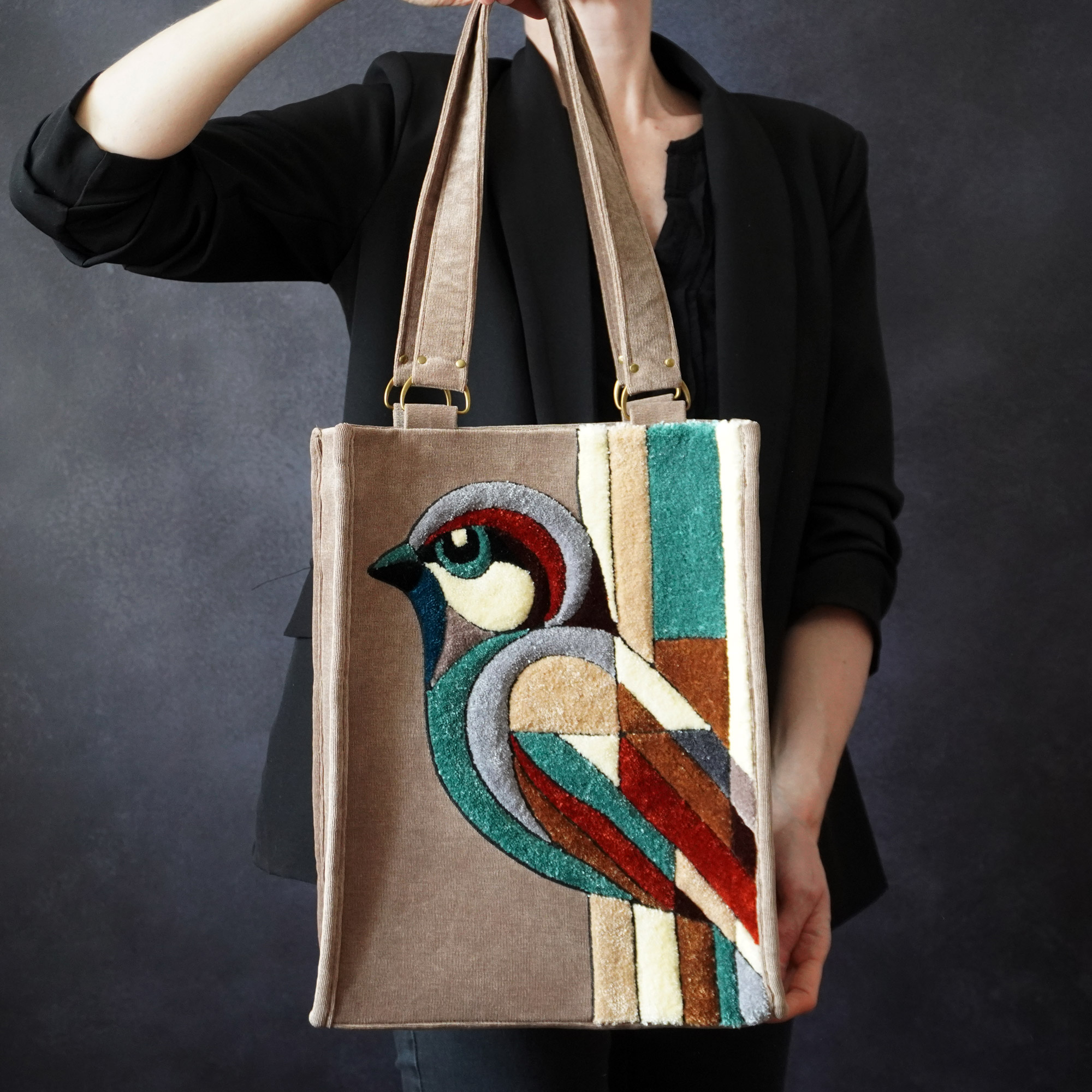 Sparrow Geometric Tote Bag front view