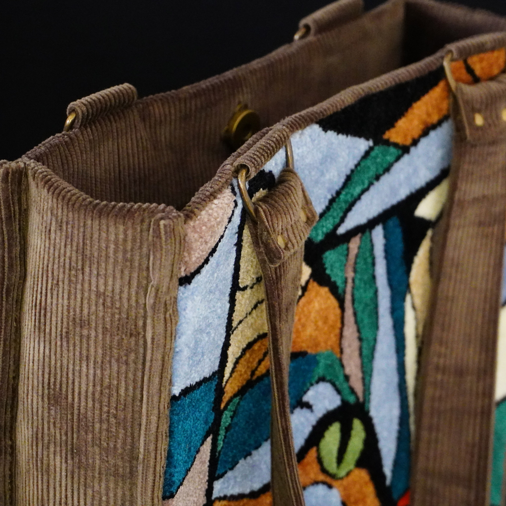 Stained Glass Cat Trapezoid Tote Bag details