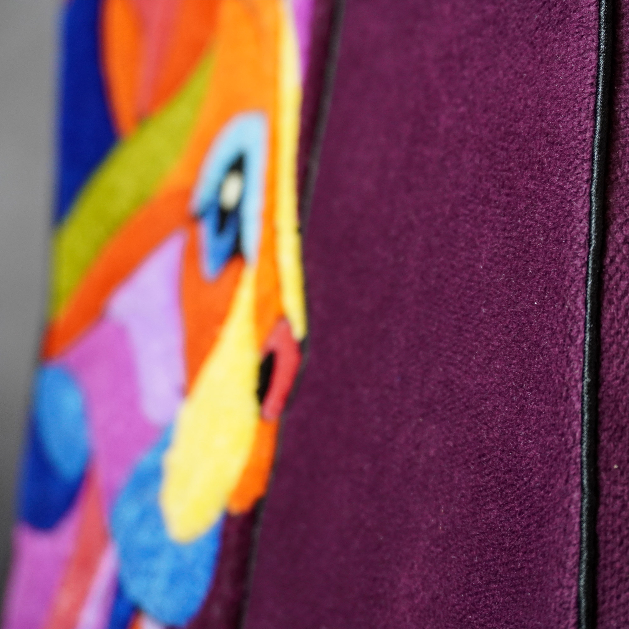 Bold Cat in Purple Handmade Art Tote details